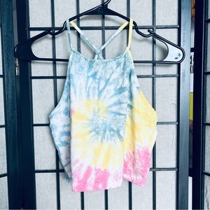 Lakhays tie dye crop halter top sz small/M